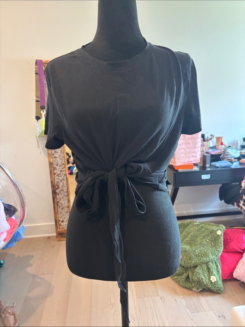 lululemon athletica Black Short Sleeve Tie-Front Top